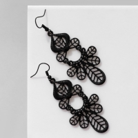 Серьги «Ажур» листья, цвет чёрный в чёрном металле, 7,5 см Серьги «Ажур» листья, цвет чёрный в чёрном металле, 7,5 см