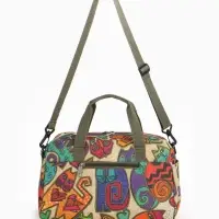 Сумка дорожная на молнии, наружные карманы, длинный ремень, разноцветная