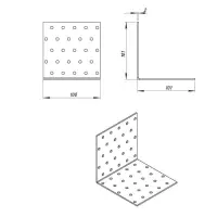 Уголок крепёжный 100 х 100 х 100 х 2 мм, оцинкованный