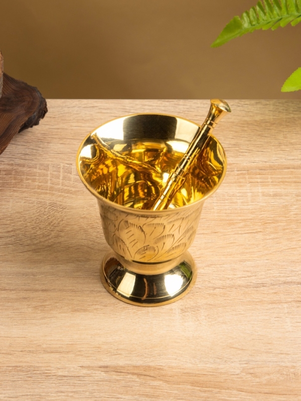 Ступка с пестиком, латунь 9х9х9,5 см