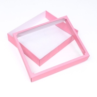 Коробка сборная, крышка-дно, с окном, бордовая, 37 х 32 х 7 см, МИКС