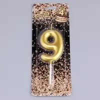 Свеча в торт &laquo;Европейская&raquo;, цифра 9, 6 см, золото