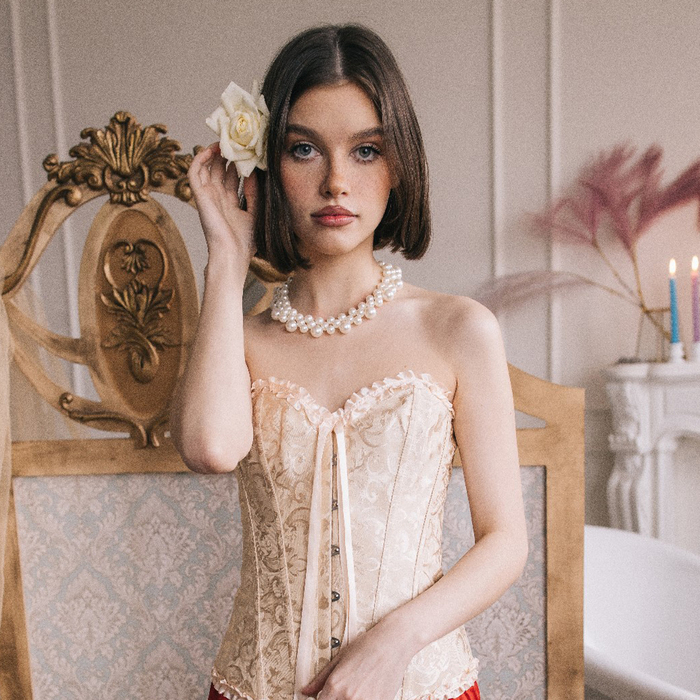 Набор 2 предмета: серьги, колье &laquo;Жизель&raquo; россыпь бусин, цвет белый, 42 см