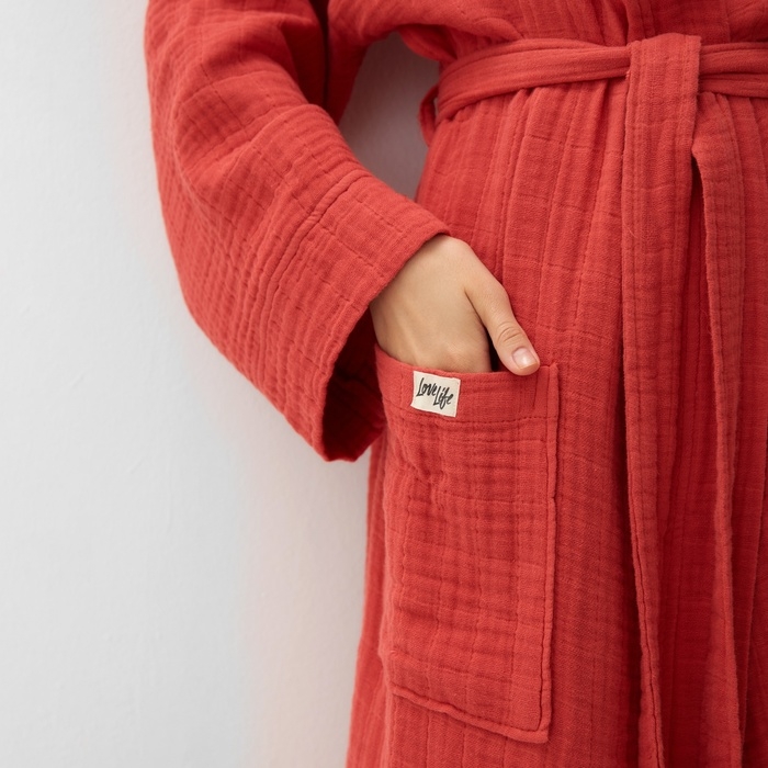 Халат женский муслиновый LoveLife, размер 42-44, хлопок, 4-сл, 235гр/м2