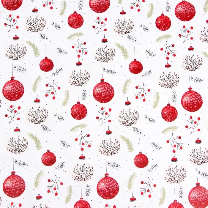 Бумага упаковочная новогодняя &laquo;Красные шарики&raquo;, глянец, двусторонняя, 80 г/м&sup2; , 70&times;100 см