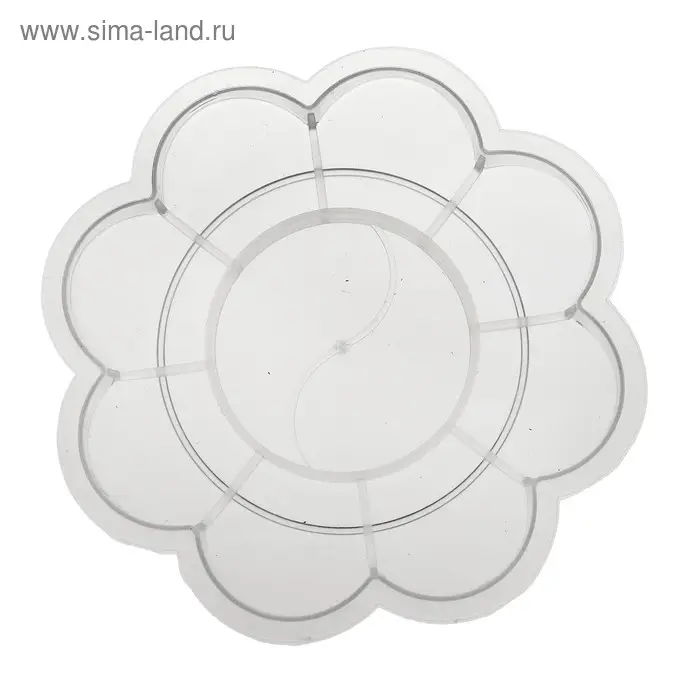 Палитра "Ромашка", 9 ячеек, пластиковая, прозрачная, мини