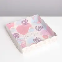 Коробка для печенья, кондитерская упаковка с PVC крышкой, &laquo;Абстракция&raquo;, 15 х 15 х 3 см