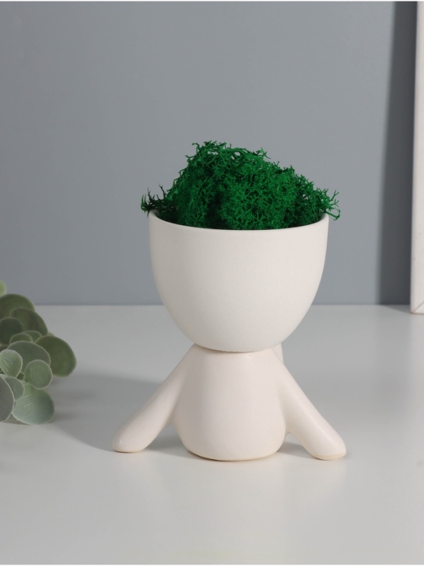 Кашпо керамика "Мистер Грин на чиле" 10*9,5*12 см  белый