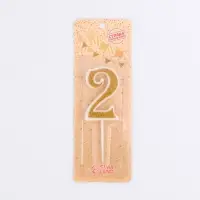 Свеча для торта с блестками &laquo;Цифра 2&raquo;, золотая, 5.2 см
