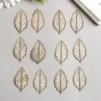 Декор для творчества текстиль вышивка "Скелетированный листик" 4х3,5 см