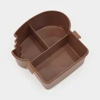 Ланч-бокс "Завтрак", 3 отделения, вилка и ложка, размер 16х15,5х8 см, цвет коричневый