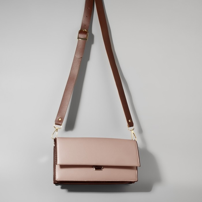 Ручка для сумки из натуральной кожи, регулируемая, с карабинами, 125 &plusmn; 2 см &times; 2,5 см, цвет коричневый/золотой