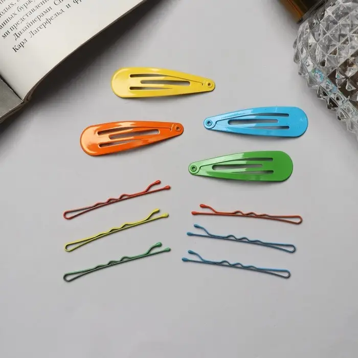 Невидимка для волос &laquo;Бриджит&raquo; (набор 12 шт) 5 см, яркий