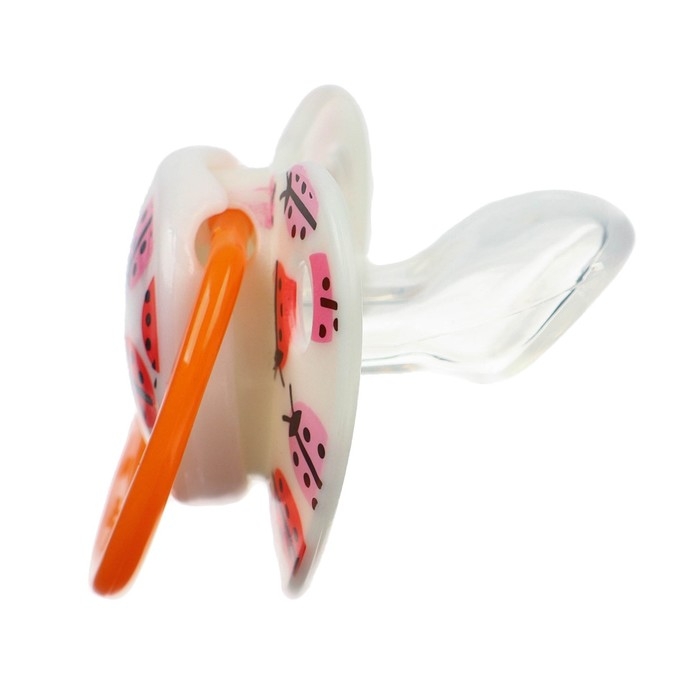 Соска - пустышка силиконовая ортодонтическая &laquo;Божья коровка&raquo;, от 3 мес., с колпачком, цвет оранжевый