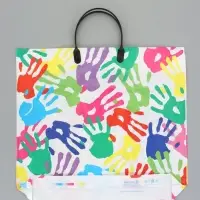 Пакет "Ладошки", полиэтиленовый с пластиковой ручкой, 38 х 34 + 3 см, 90 мкм