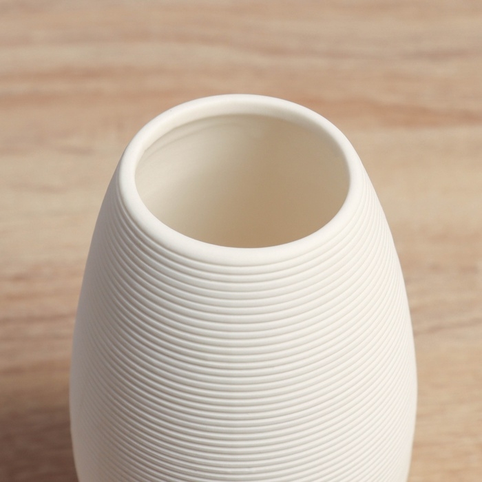 Керамическая ваза для цветов, сухоцветов &laquo;Эллиот&raquo; бочка, настольная, d-5 см, 14&times;8 см, белый
