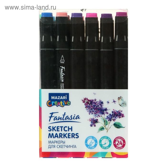 Набор двухсторонних маркеров для скетчинга Mazari Fantasia, Flowers colors (цветочная гамма), 24 цвета