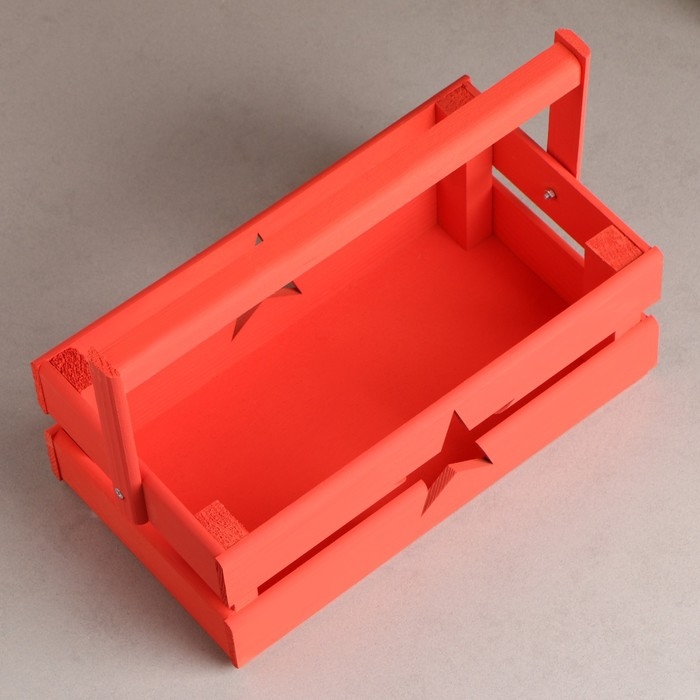 Кашпо деревянное 24.5&times;13.5&times;9 см "Двушка Лайт" двухреечное, звезда, красный Дарим Красиво