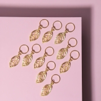 Пирсинг для волос &laquo;Листочки&raquo;, 3,9 &times; 1,4 см, 10 шт, цвет золотистый