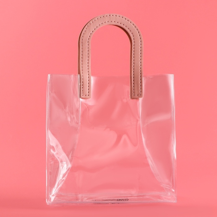 Пакет подарочный из ПВХ, розовый, 20 х 18 х 10 см