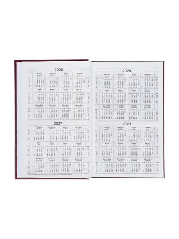 Ежедневник датир 2026г А5 168л б/вин, Бордо