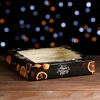 Коробка складная новогодняя &laquo;Фрукты&raquo;, 20&times;20&times;4 см