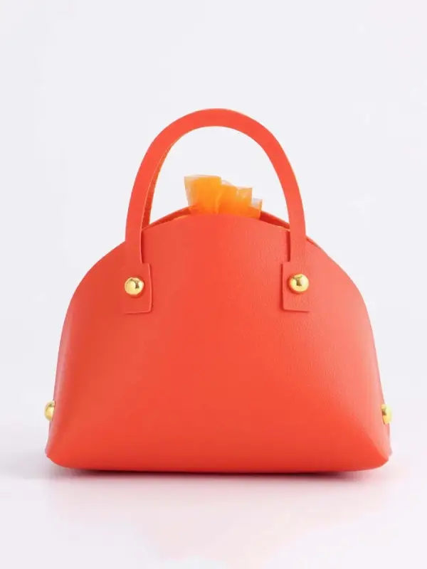 Кожанная подарочная сумочка 14 х 6,5 х 12,8 см оранжевая