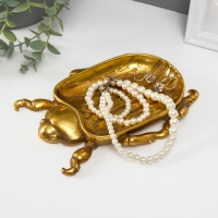 Подставка интерьерная полистоун "Жук скарабей" золото 19,5х14,5х2,5 см