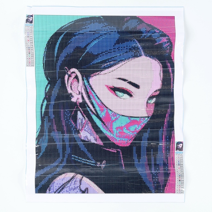 Алмазная мозаика с полным заполнением на холсте &laquo;Девушка неон&raquo;, 30 х 40 см