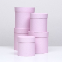 Набор круглых коробок 5 в 1 "Пыльная роза", 20 х 20 - 15 х 15