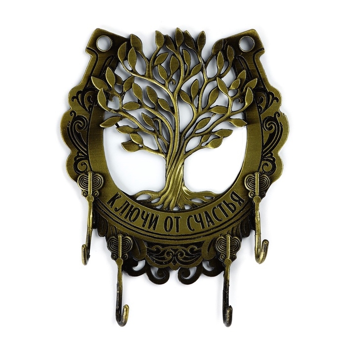 Ключница настенная &laquo;Ключи от счастья&raquo;, дерево, 9.6 х 10.7 см