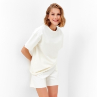 Костюм женский (футболка, шорты) MINAKU: Casual Collection цвет экрю, размер 46