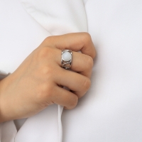 Кольцо &laquo;Богема&raquo; геометрия, цвет белый в серебре, безразмерное