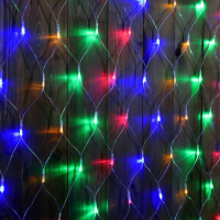 Гирлянда &laquo;Сеть&raquo; 2 &times; 1.5 м, IP44, УМС, прозрачная нить, 192 LED, свечение мульти, 220 В