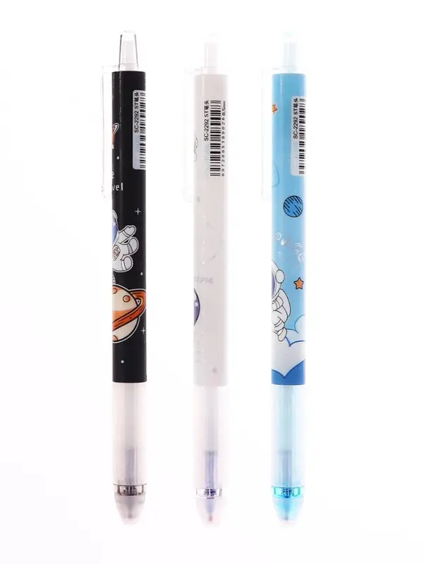 Ручка гелевая автомат СТИРАЕМЫЕ ЧЕРНИЛА, 0,5 мм, стержень синий, Космонавт МИКС