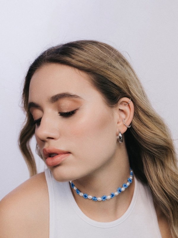 Колье «Бисер» незабудки, цвет сине-белый, 30 см Колье «Бисер» незабудки, цвет сине-белый, 30 см