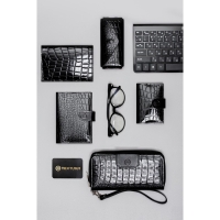 Ключница на кнопке TEXTURA, длина 15 см, металлическое кольцо, цвет чёрный