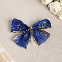 Бант праздничный &laquo;Снегопад&raquo;, сине-золотой, 14 х 10 см