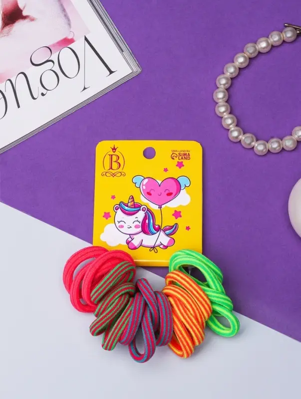 Резинка для волос &laquo;Единорожек&raquo;, набор 20 шт., шарик, 2.5 см, МИКС