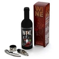 Подарочный набор для вина мини: аэратор, штопор, каплеуловитель для бутылки вина &laquo;Wine&raquo;, 20 х 10 см
