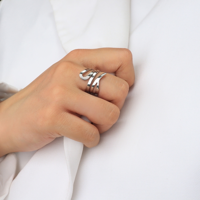 Кольцо металл &laquo;Тренд&raquo; витое, цвет серебро, безразмерное