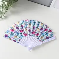 Веер пластик, текстиль "Ситец цветочный" МИКС 23 см