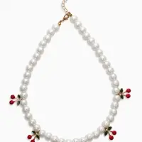 Бусы жемчужные "Вишня", цветные в золоте