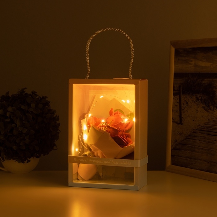 Ночник &laquo;Букет роз&raquo; красный LED 3хAG10 7.5х15.5х23см