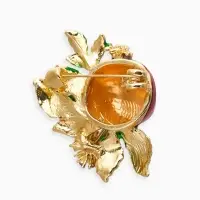 Брошь "Гранат" с цветком, со стразами, цветная в золоте