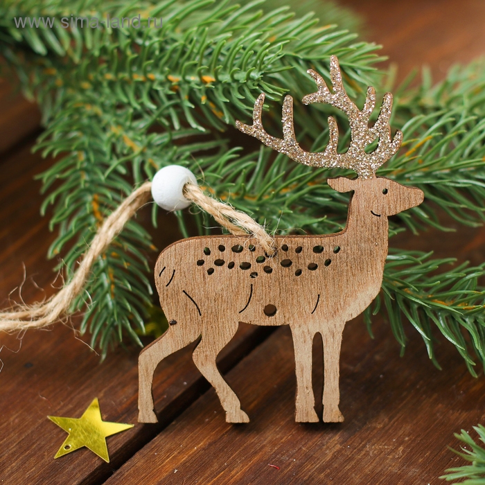 Новогодняя подвеска &laquo;Золотой олень&raquo;, цвет натуральный