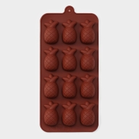 Форма для конфет и шоколада Доляна &laquo;Ананас&raquo;, силикон, 22,5&times;10,5 см, 12 ячеек, цвет коричневый