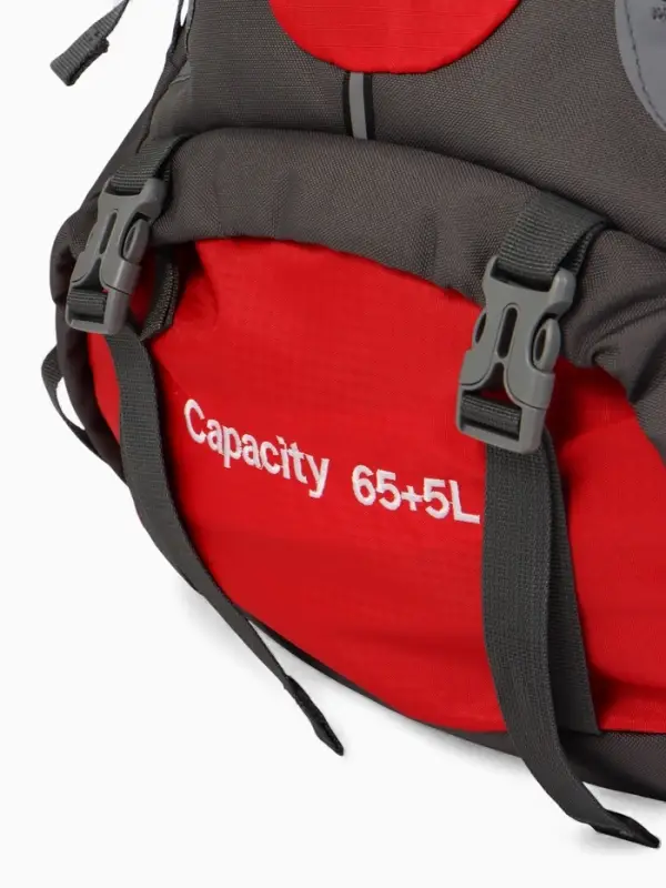 Рюкзак тур 65+5л, 30*20*53, отдел на шнурке, 5нар+2вн кармана, цвет красный