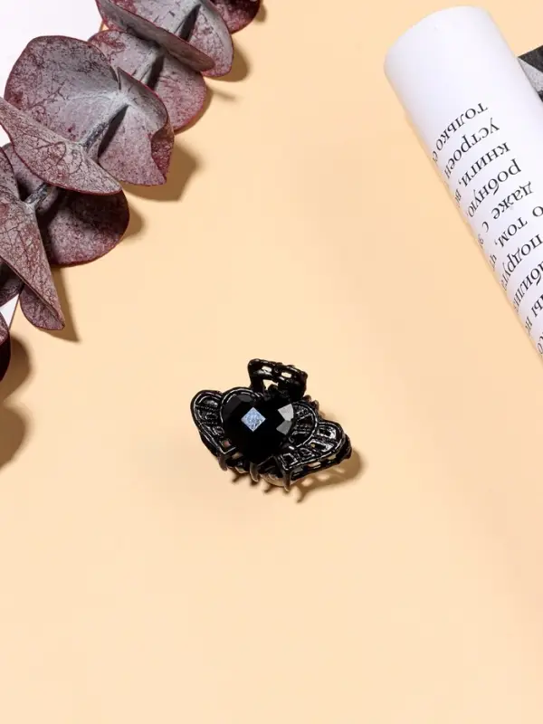 Крабик для волос &laquo;Чёрные кружева&raquo;, сердечко, 2.5 см, чёрный