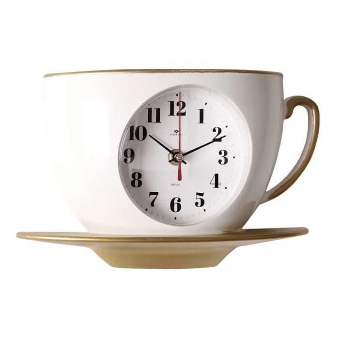 Часы настенные интерьерные для кухни "Чашка", бесшумные, 28 х 17 см, белые, АА